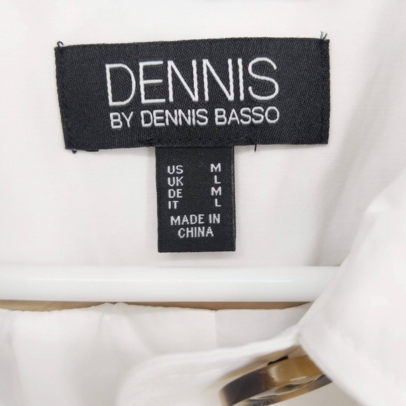 Dennis Basso Water Repellent Button Front Double Collar Jacket White Size Medium - Picture 2 of 5